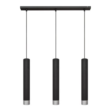 LED-kroonluchter aan kabel TUBA 3xGU10/4,8W/230V zwart/glanzend chroom