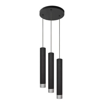 LED-kroonluchter aan kabel TUBA 3xGU10/4,8W/230V zwart/glanzend chroom