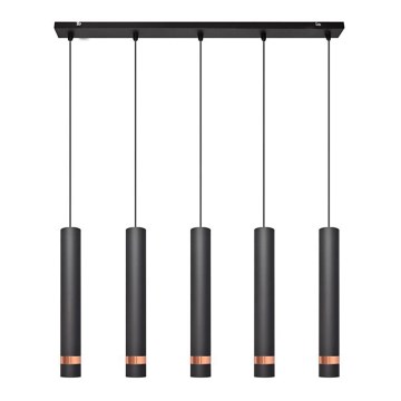 LED-kroonluchter aan kabel TUBA 5xGU10/6,5W/230V zwart/koper