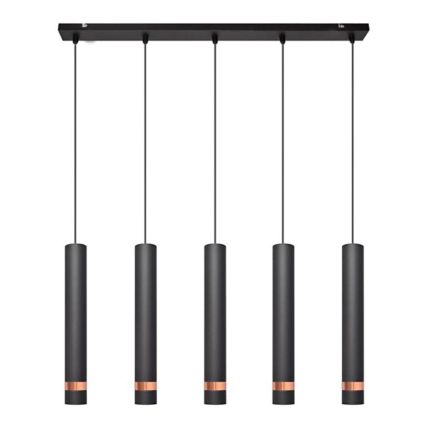 LED-kroonluchter aan kabel TUBA 5xGU10/6,5W/230V zwart/koper