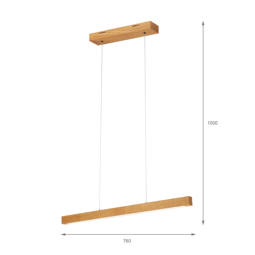 LED-kroonluchter aan kabel VERDE LED/18W/230V 3000K 76 cm eik