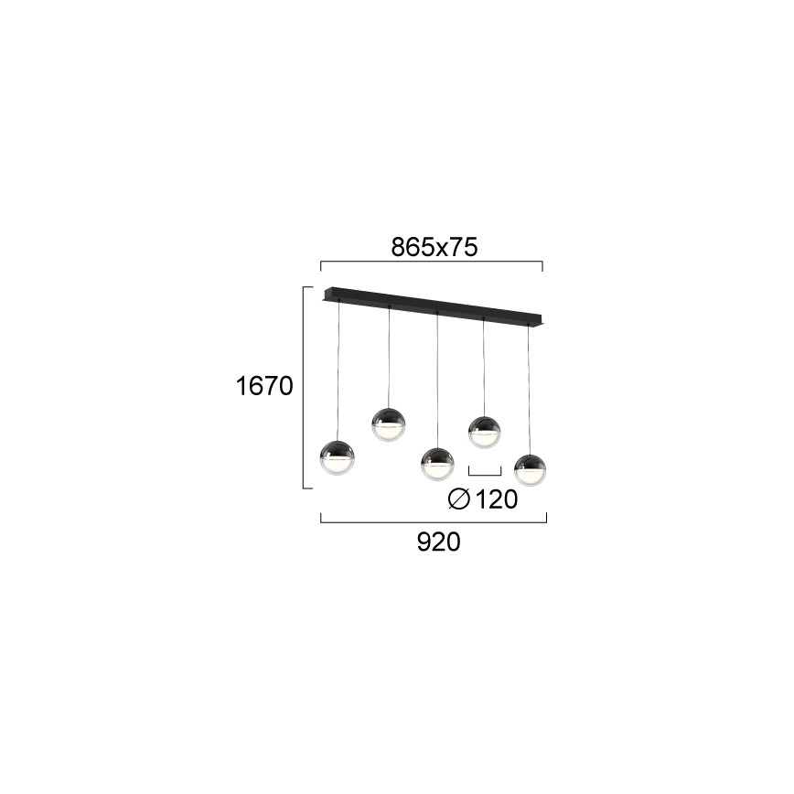 LED-kroonluchter aan kabel ZIREA LED/30W/230V zwart