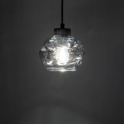 LED-kroonluchter aan kabel ZULIA 1xE27/15W/230V zwart/gerookt