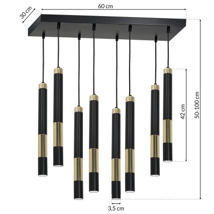 LED Kroonluchter aan koord DALLAS 8xGU10/3W/230V