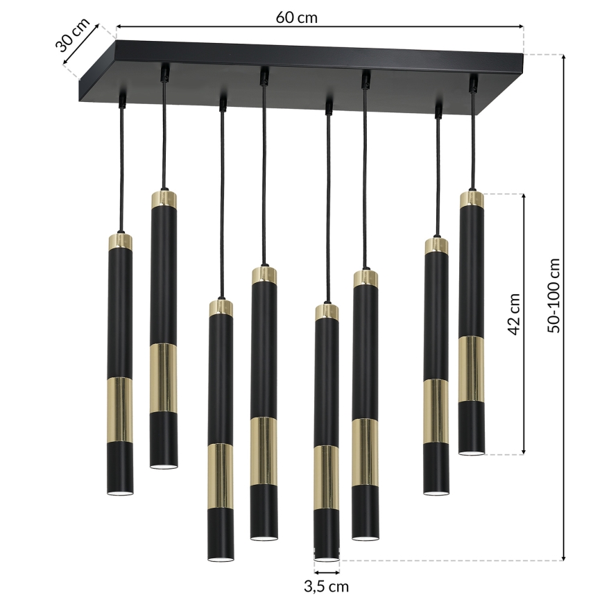 LED Kroonluchter aan koord DALLAS 8xGU10/3W/230V