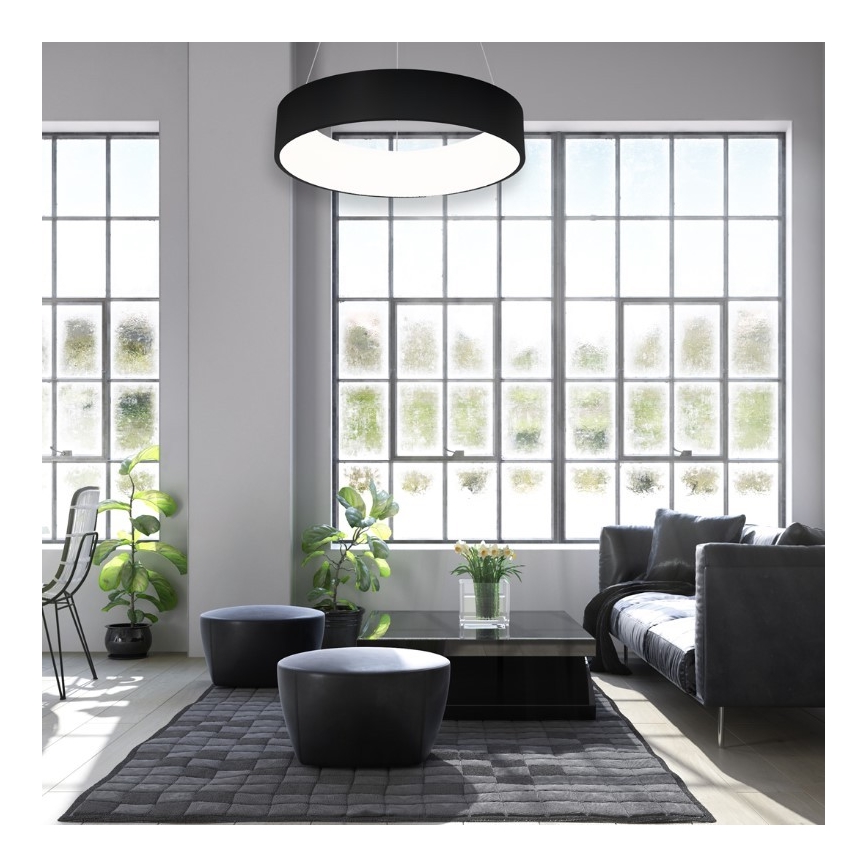LED Kroonluchter aan koord OHIO ZWART LED/24W/230V