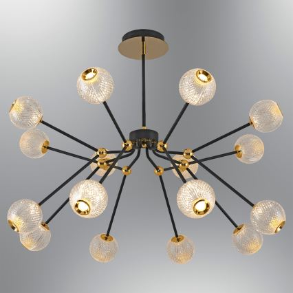 LED-kroonluchter aan stang GELA 16xLED/5W/230V 3000K zwart/goud