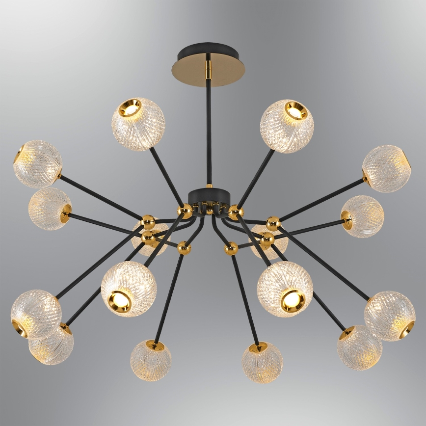LED-kroonluchter aan stang GELA 16xLED/5W/230V 3000K zwart/goud
