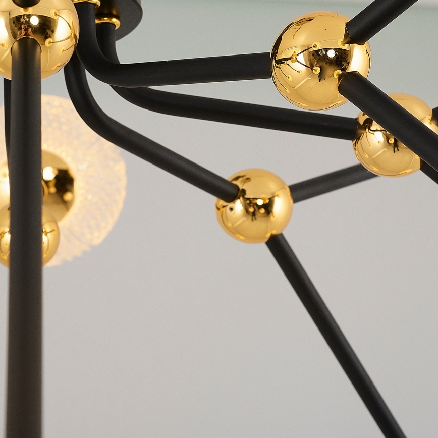 LED-kroonluchter aan stang GELA 16xLED/5W/230V 3000K zwart/goud