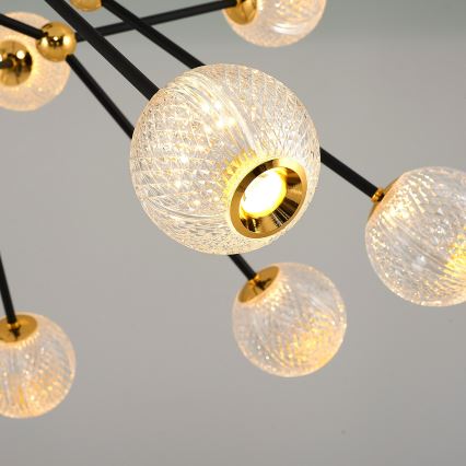 LED-kroonluchter aan stang GELA 16xLED/5W/230V 3000K zwart/goud