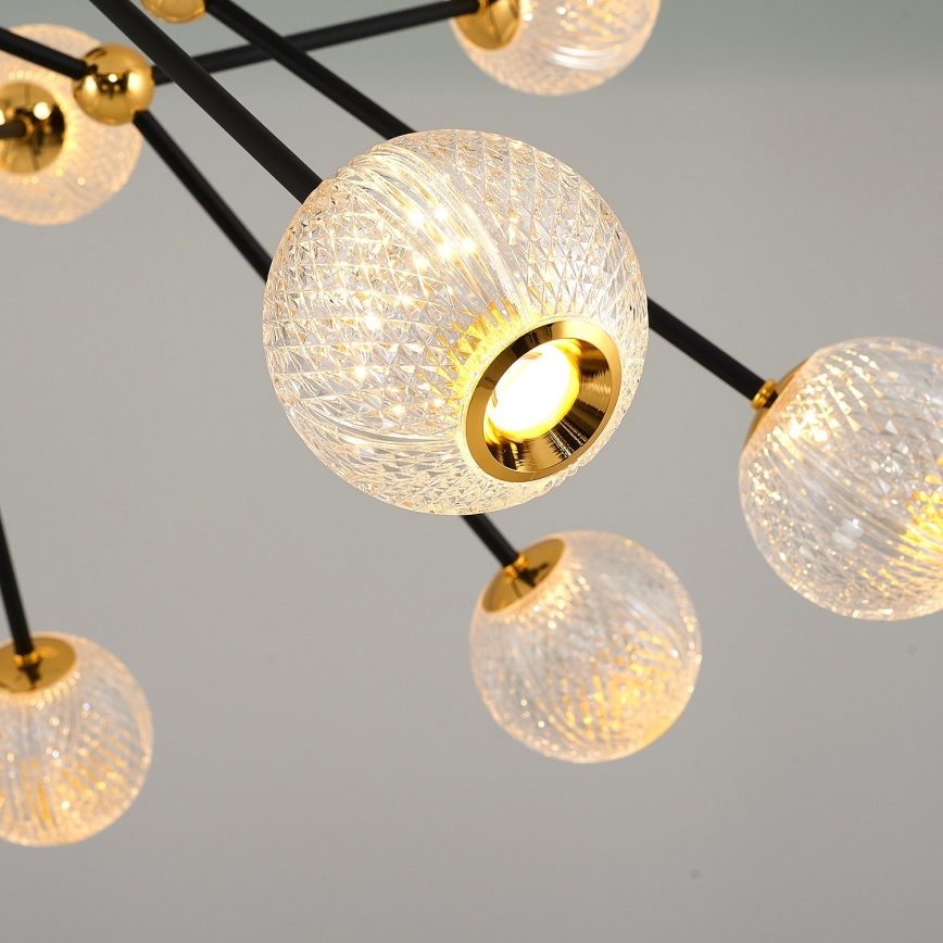 LED-kroonluchter aan stang GELA 16xLED/5W/230V 3000K zwart/goud