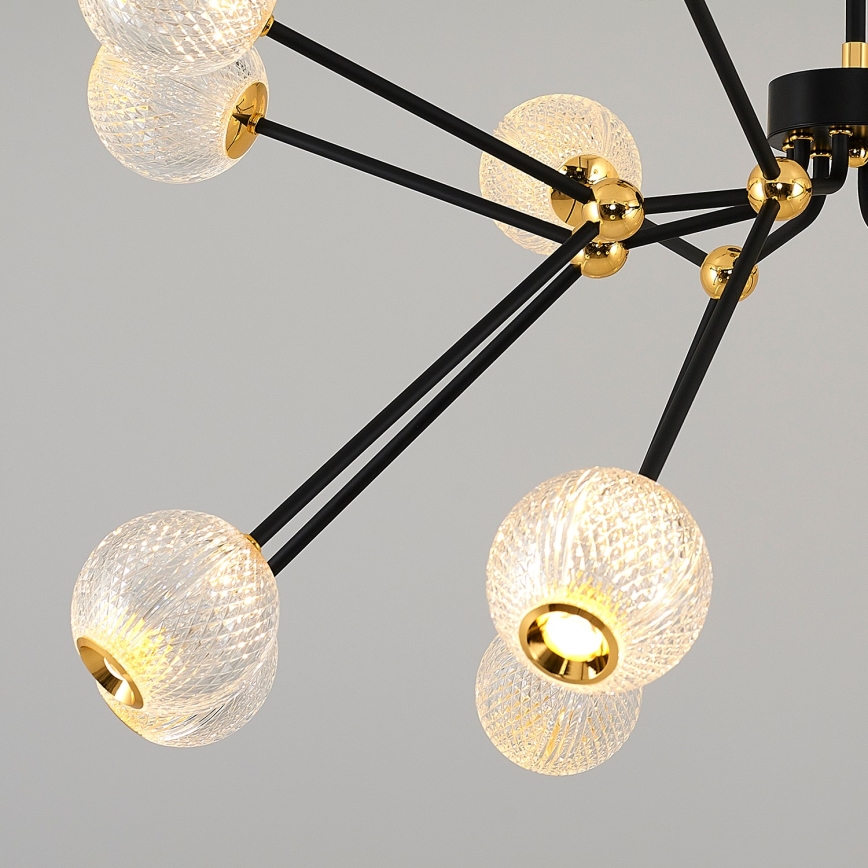 LED-kroonluchter aan stang GELA 16xLED/5W/230V 3000K zwart/goud