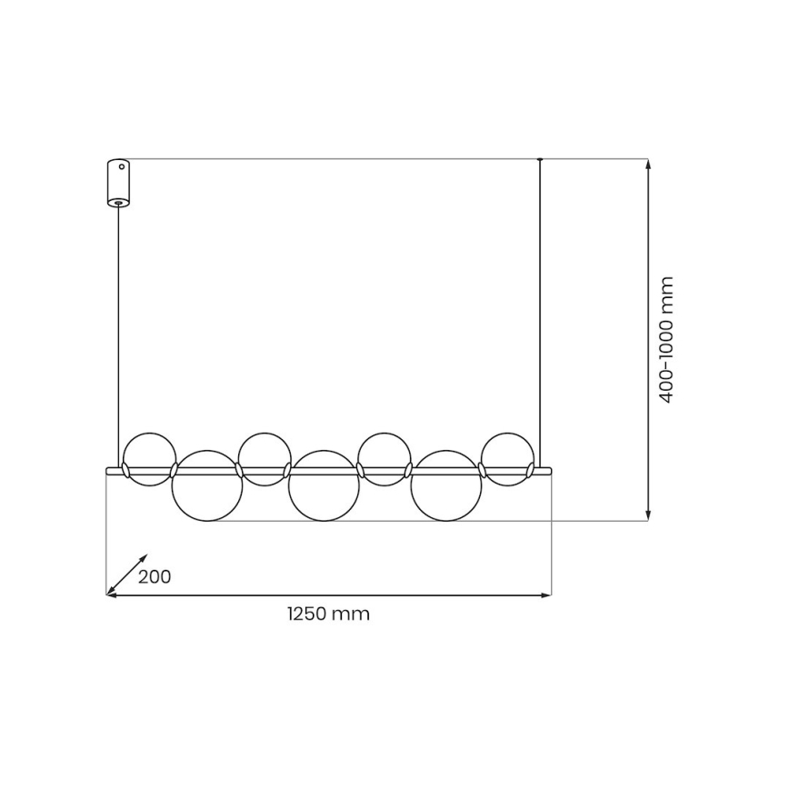 LED-kroonluchter met kabel ATOLA LED/19W/230V zwart/helder