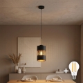 LED-kroonluchter met kabel BOGART 1xE27/15W/230V zwart/goud