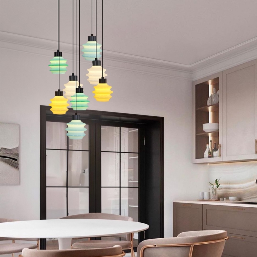 LED-kroonluchter met kabel CACTUS 8xLED/2,8W/230V 3000K groen/geel/wit