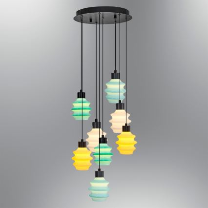 LED-kroonluchter met kabel CACTUS 8xLED/2,8W/230V 3000K groen/geel/wit