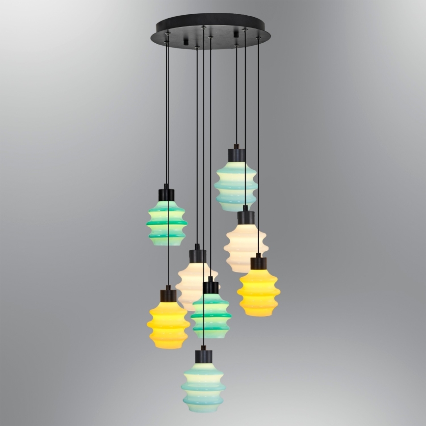 LED-kroonluchter met kabel CACTUS 8xLED/2,8W/230V 3000K groen/geel/wit