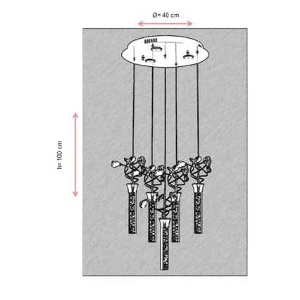 LED-kroonluchter met kabel PIGEON 5xLED/6W/230V 6500K glanzend chroom