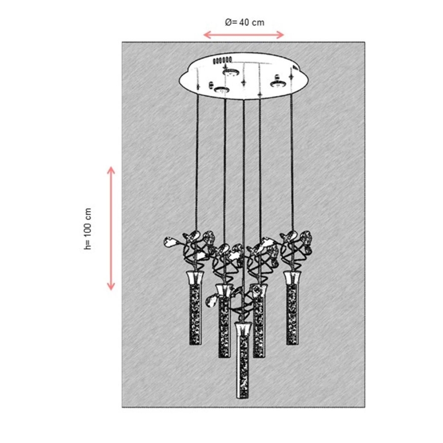 LED-kroonluchter met kabel PIGEON 5xLED/6W/230V 6500K glanzend chroom