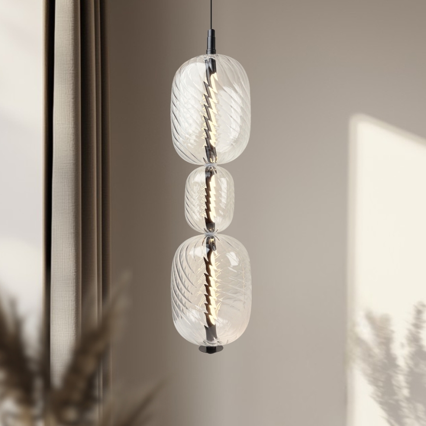 LED-kroonluchter met kabel PLAYA LED/12W/230V zwart