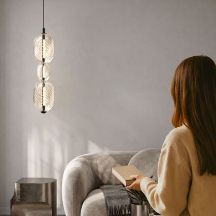 LED-kroonluchter met kabel PLAYA LED/12W/230V zwart