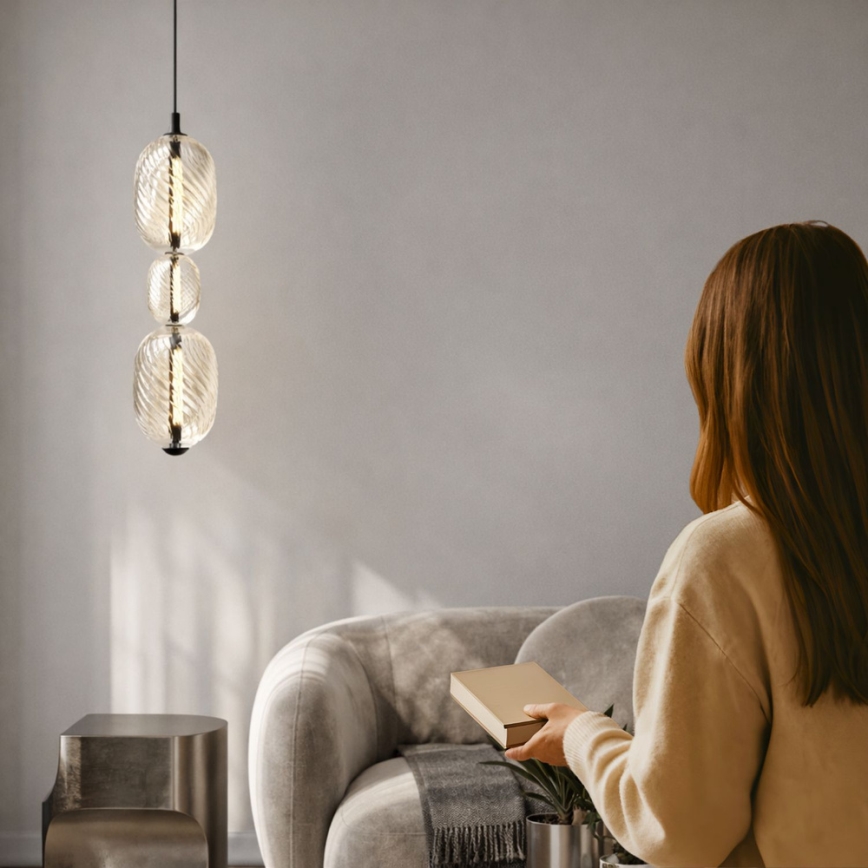 LED-kroonluchter met kabel PLAYA LED/12W/230V zwart