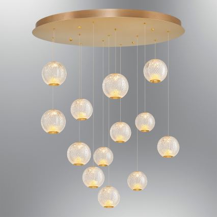 LED-kroonluchter met kabelophanging CREMONA 13xLED/5W/230V 3000K goudkleurig