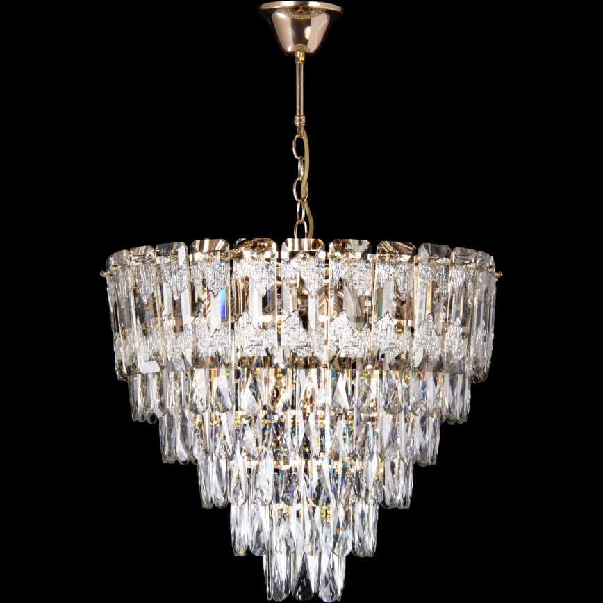 LED-kroonluchter met ketting 9xE27/60W/230V + 6xLED/6W Ø 50 cm goudkleurig