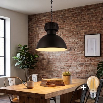 LED-kroonluchter met ketting BJORN 1xE27/60W/230V zwart