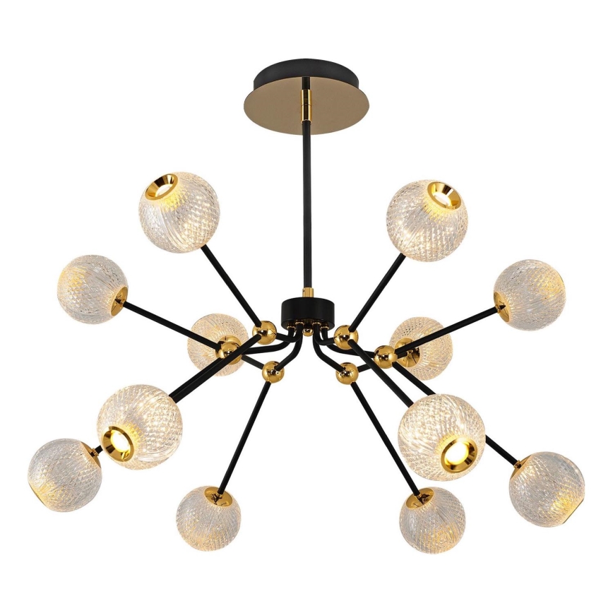 LED-kroonluchter met staaf GELA 12xLED/5W/230V 3000K zwart/goud