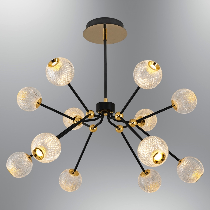 LED-kroonluchter met staaf GELA 12xLED/5W/230V 3000K zwart/goud