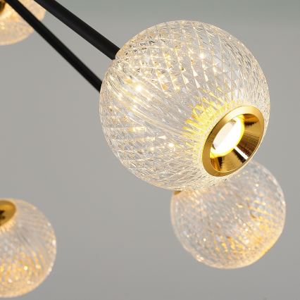 LED-kroonluchter met staaf GELA 12xLED/5W/230V 3000K zwart/goud