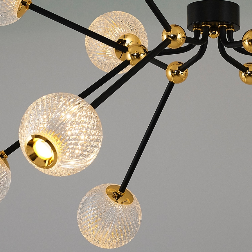 LED-kroonluchter met staaf GELA 12xLED/5W/230V 3000K zwart/goud