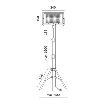 LED Schijnwerper met standaard voor plantengroei FIRON LED/45W/230V IP54 zwart