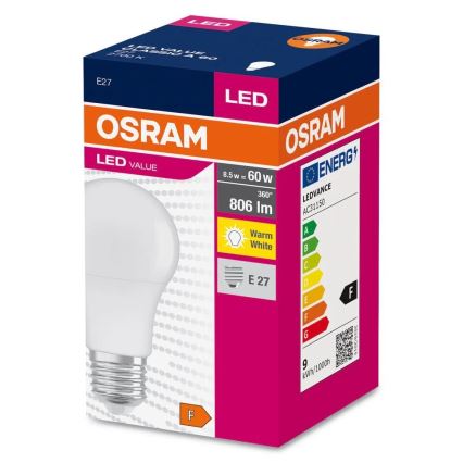 LED Lamp A60 E27/8,5W/230V 2700K - Osram