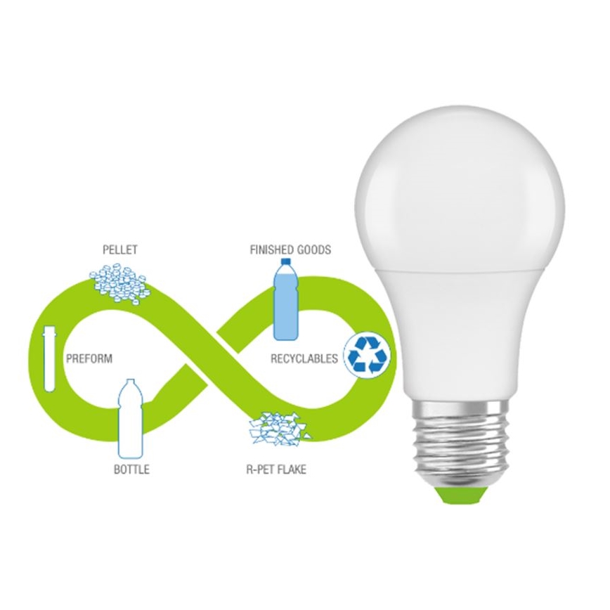 LED-lamp van gerecycled plastic A60 E27/8,5W/230V 2700K - Ledvance