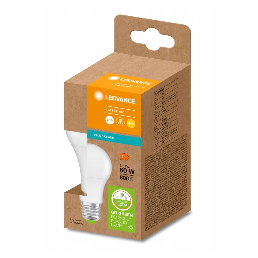 LED-lamp van gerecycled plastic A60 E27/8,5W/230V 2700K - Ledvance
