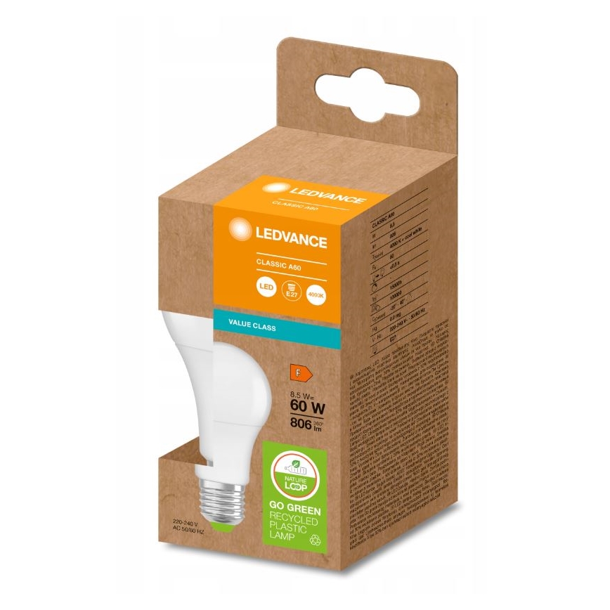 LED-lamp van gerecycled plastic A60 E27/8,5W/230V 4000K - Ledvance