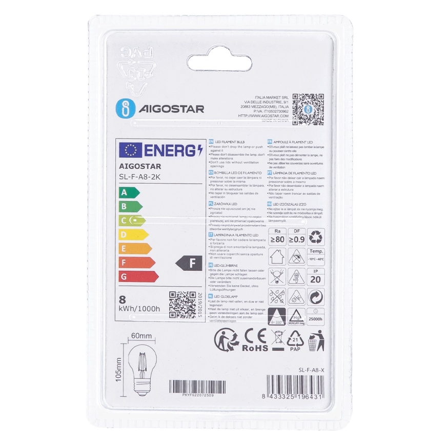 LED Lamp A60 E27/8W/230V 2200K - Aigostar