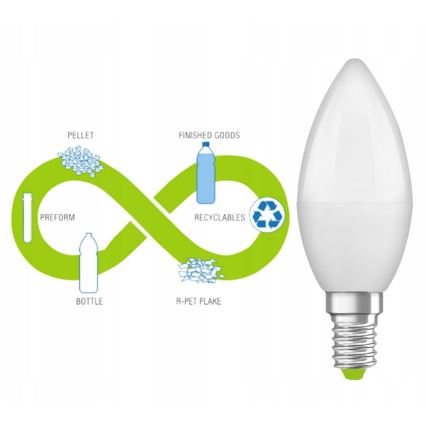 LED-lamp van gerecycled plastic B40 E14/4,9W/230V 2700K - Ledvance
