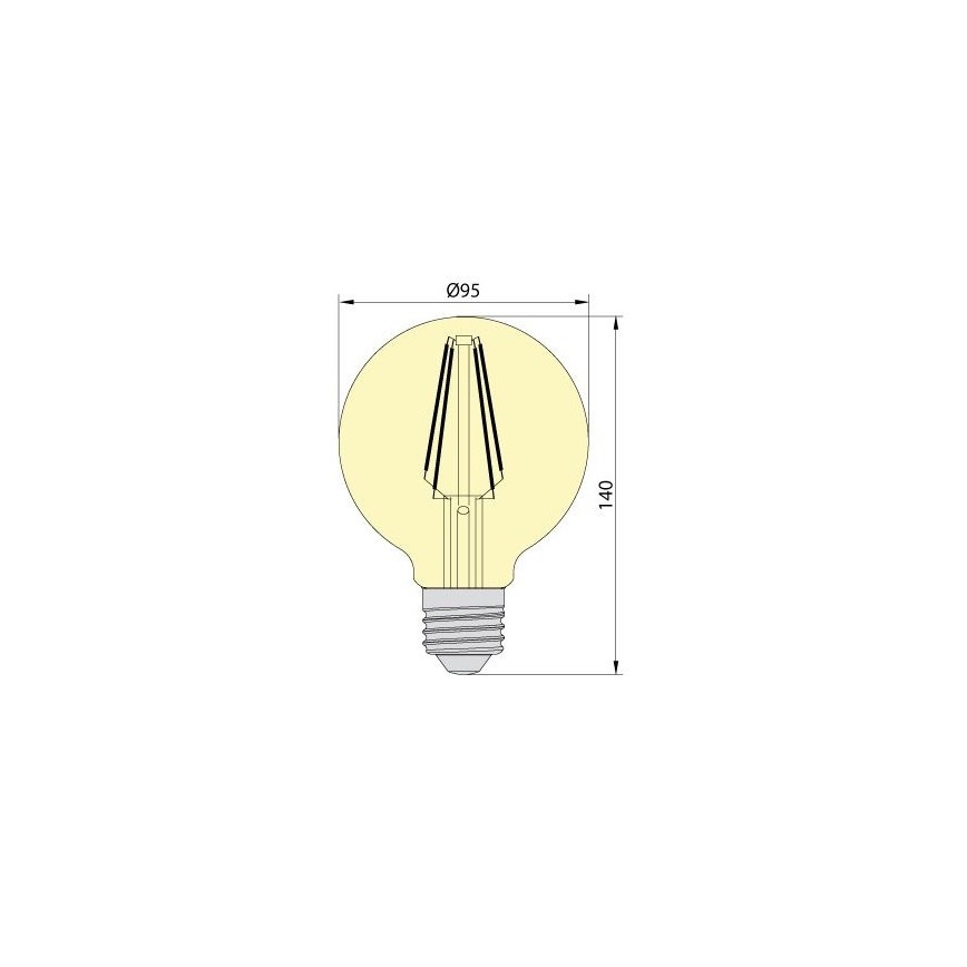 LED Lamp CLASIC AMBER G95 E27/8W/230V 2200K - Brilagi