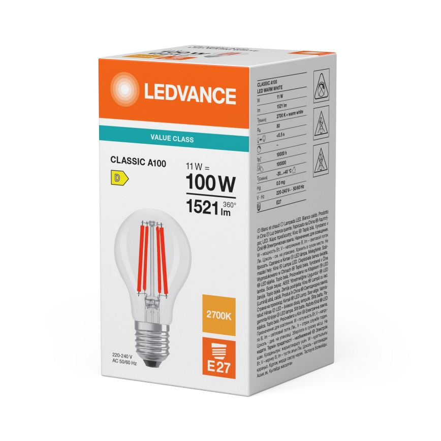 LED-lamp CLASSIC FILAMENT A60 E27/11W/230V 2700K - Ledvance