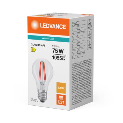 LED-lamp CLASSIC FILAMENT A60 E27/7,5W/230V 2700K - Ledvance