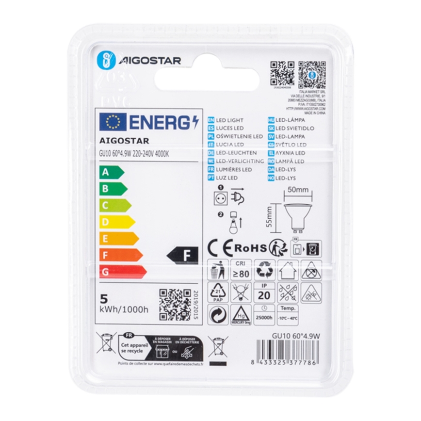LED-lamp COB GU10/4,9W/230V 4000K - Aigostar