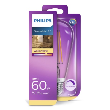 LED Lamp dimbaar Philips VINTAGE E27/8W/230V
