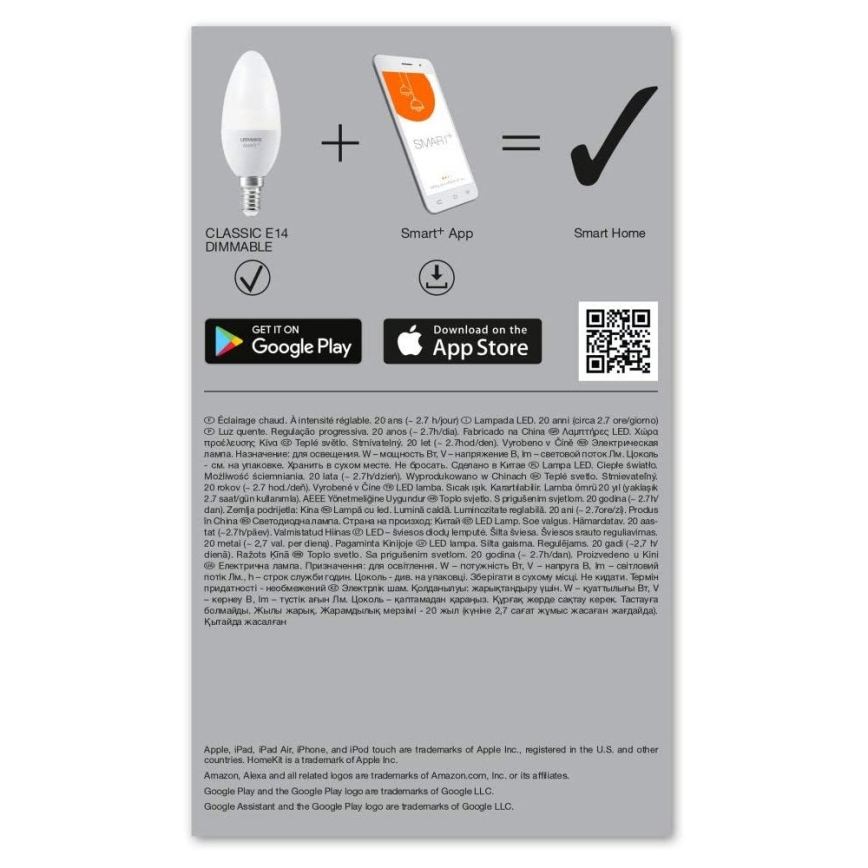 LED Lamp dimbaar SMART+ E14/5W/230V 2700K Wi-Fi - Ledvance
