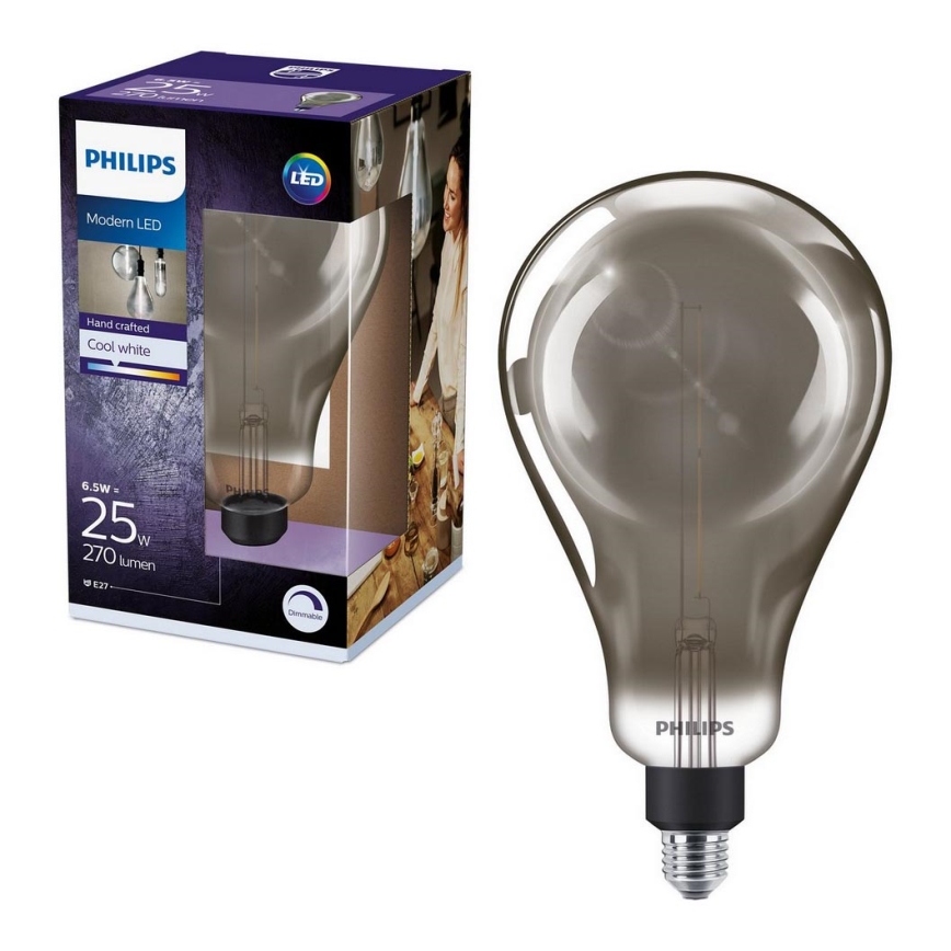 LED Lamp dimbaar SMOKY VINTAGE Philips A160 E27/6,5W/230V