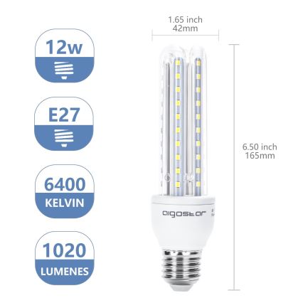 LED Lamp E27/12W/230V 6500K - Aigostar