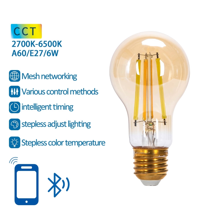 Dimbare LED Lamp FILAMENT MESH Smart A60 E27/6W/230V 2700-6500K - Aigostar