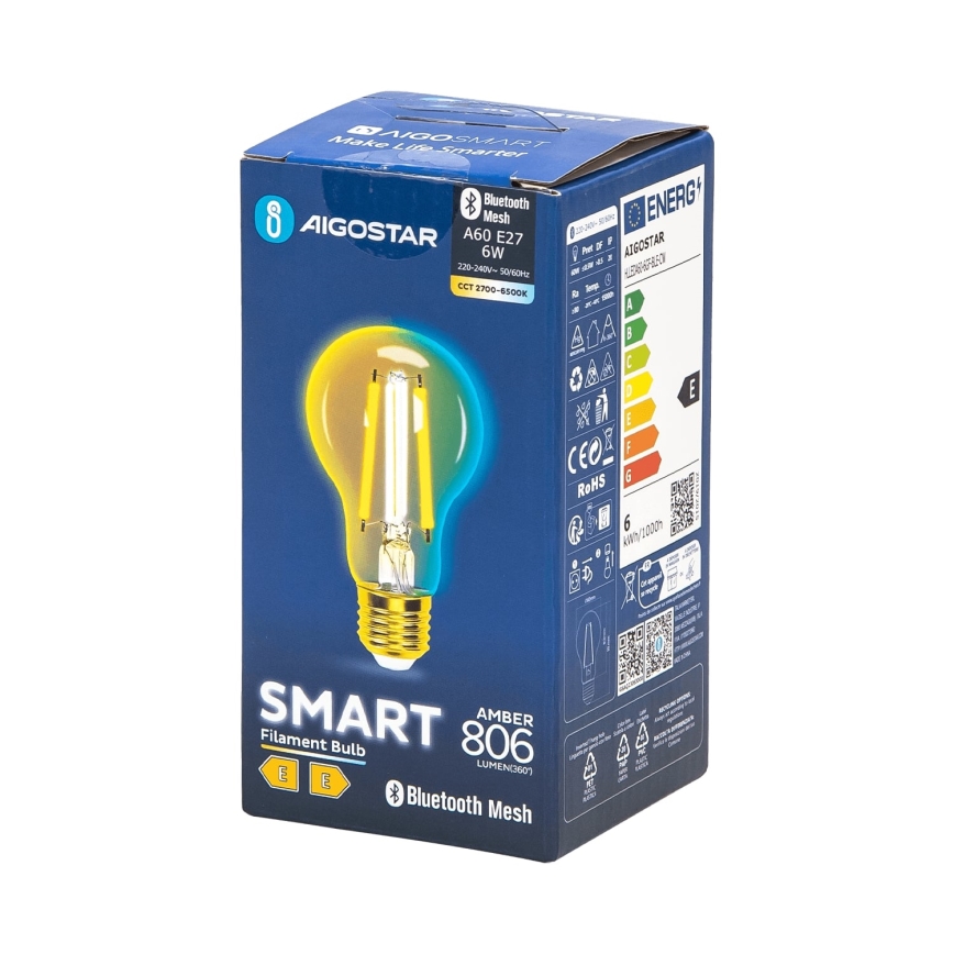Dimbare LED Lamp FILAMENT MESH Smart A60 E27/6W/230V 2700-6500K - Aigostar